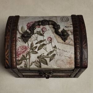 Hobby Lobby Floral Keepsake Box with Pink and Brown Design